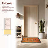 Ultra Soft Area Rug, Non Slip, Stain Resistant, Washable Area Rugs for Living Room, Bedroom, Funky Ethnic Orange Patterned Mat(Orange)