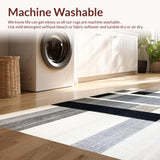 Ultra Soft Area Rug, Non Slip, Stain Resistant, Washable Area Rugs for Living Room, Bedroom, Modern Black and White Striped Rug Geometric Design(Gray)