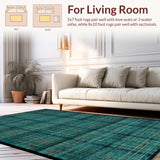 Ultra Soft Area Rug, Non Slip, Stain Resistant, Washable Area Rugs for Living Room, Bedroom, Striking Teal Rug, Modern Abstract Print(Blue)