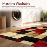 Ultra Soft Area Rug, Non Slip, Stain Resistant, Washable Area Rugs for Living Room, Bedroom, Vibrant Modern Patchwork Aesthetic(Beige)