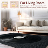 Ultra Soft Area Rug, Non Slip, Stain Resistant, Washable Area Rugs for Living Room, Bedroom, Music Lover Retro Playroom Non-Slip Carpet(Black)