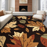 Ultra Soft Area Rug, Non Slip, Stain Resistant, Washable Area Rugs for Living Room, Bedroom, Vintage Maple Leaf Aesthetic(Black)