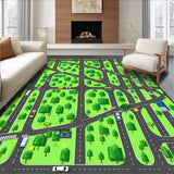 Ultra Soft Area Rug, Non Slip, Stain Resistant, Washable Area Rugs for Living Room, Bedroom, Interactive Multi-Hued Road Layout(Green)