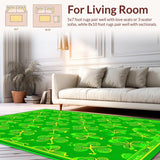 Ultra Soft Area Rug, Non Slip, Stain Resistant, Washable Area Rugs for Living Room, Bedroom, Rustic Textured Lucky Leaf Design(Green)