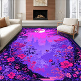 Ultra Soft Area Rug, Non Slip, Stain Resistant, Washable Area Rugs for Living Room, Bedroom, Whimsical Butterfly Moonlit Artwork(Purple)