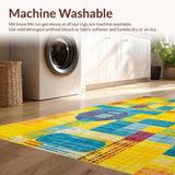 Ultra Soft Area Rug, Non Slip, Stain Resistant, Washable Area Rugs for Living Room, Bedroom, Dynamic Modern Brushstroke Design(Yellow)