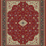Ultra Soft Area Rug, Non Slip, Stain Resistant, Washable Area Rugs for Living Room, Bedroom, Luxe Red and Black Border Pattern(Red)