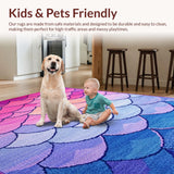Ultra Soft Area Rug, Non Slip, Stain Resistant, Washable Area Rugs for Living Room, Bedroom, Serene Aquatic Color Blend(Purple)
