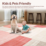 Ultra Soft Area Rug, Non Slip, Stain Resistant, Washable Area Rugs for Living Room, Bedroom, Vibrant Dual-Tone Artistic Arrangement(Red)