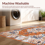 Ultra Soft Area Rug, Non Slip, Stain Resistant, Washable Area Rugs for Living Room, Bedroom, Whimsical Earthy Petal Arrangement(Orange)