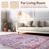 Ultra Soft Area Rug, Non Slip, Stain Resistant, Washable Area Rugs for Living Room, Bedroom, Charming Soft-Toned Floral Motif(Gray)