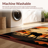 Ultra Soft Area Rug, Non Slip, Stain Resistant, Washable Area Rugs for Living Room, Bedroom, Cultural Wildlife Art Inspiration(Orange)