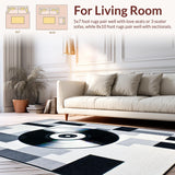 Ultra Soft Area Rug, Non Slip, Stain Resistant, Washable Area Rugs for Living Room, Bedroom, Abstract Multicolor Vinyl Aesthetic(Black)