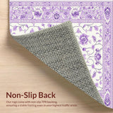 Ultra Soft Area Rug, Non Slip, Stain Resistant, Washable Area Rugs for Living Room, Bedroom, Lavender Ethereal Waves Style(White)