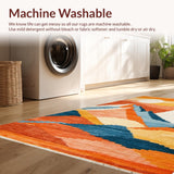 Ultra Soft Area Rug, Non Slip, Stain Resistant, Washable Area Rugs for Living Room, Bedroom, Dynamic Playful Multi-Tonal Design(Orange)