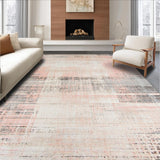 Ultra Soft Area Rug, Non Slip, Stain Resistant, Washable Area Rugs for Living Room, Bedroom, Contemporary Distressed Runner Elegant Floor(Pink)