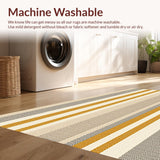 Ultra Soft Area Rug, Non Slip, Stain Resistant, Washable Area Rugs for Living Room, Bedroom, Neutral Striped Living Room Non-Shedding Rug(Beige)
