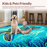 Ultra Soft Area Rug, Non Slip, Stain Resistant, Washable Area Rugs for Living Room, Bedroom, Serene Marine Life Composition(Blue)