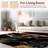 Ultra Soft Area Rug, Non Slip, Stain Resistant, Washable Area Rugs for Living Room, Bedroom, Elegant Contemporary Pattern(Black)