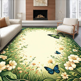 Ultra Soft Area Rug, Non Slip, Stain Resistant, Washable Area Rugs for Living Room, Bedroom, Vibrant Butterfly Botanical Print(Beige)