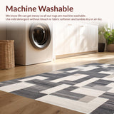 Ultra Soft Area Rug, Non Slip, Stain Resistant, Washable Area Rugs for Living Room, Bedroom, Chic Neutral Toned Linear Design(Gray)
