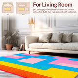 Ultra Soft Area Rug, Non Slip, Stain Resistant, Washable Area Rugs for Living Room, Bedroom, Multicolored Fun Activity Surface(Orange)