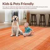 Ultra Soft Area Rug, Non Slip, Stain Resistant, Washable Area Rugs for Living Room, Bedroom, Warm Earthy Minimalist Aesthetic(Orange)