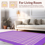 Ultra Soft Area Rug, Non Slip, Stain Resistant, Washable Area Rugs for Living Room, Bedroom, Elegant Symmetrical Purple Pattern(Purple)