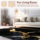 Ultra Soft Area Rug, Non Slip, Stain Resistant, Washable Area Rugs for Living Room, Bedroom, Marble Pattern Bedroom Area Rug Non-Shedding(Black)