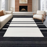 Ultra Soft Area Rug, Non Slip, Stain Resistant, Washable Area Rugs for Living Room, Bedroom, Modern Linear Spectrum Runner Rug with Alternating Bold and Narrow Stripes(Black)