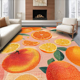 Ultra Soft Area Rug, Non Slip, Stain Resistant, Washable Area Rugs for Living Room, Bedroom, Blush Fruit Design Area Rug Bright Orange Green Carpet(Orange)
