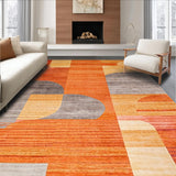 Ultra Soft Area Rug, Non Slip, Stain Resistant, Washable Area Rugs for Living Room, Bedroom, Earthy Toned Modern Artistry(Orange)