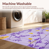 Ultra Soft Area Rug, Non Slip, Stain Resistant, Washable Area Rugs for Living Room, Bedroom, Rustic Floral Patterned Welcome Mat(Purple)
