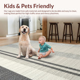 Elegant Black & White Stripe Woven Indoor/(Beige)