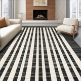 Ultra Soft Area Rug, Non Slip, Stain Resistant, Washable Area Rugs for Living Room, Bedroom, Stylish Black And White Stripe Rug: Absorbent Doorway Rug(Black)