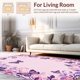 Ultra Soft Area Rug, Non Slip, Stain Resistant, Washable Area Rugs for Living Room, Bedroom, Vibrant Floral Nature Inspiration(Pink)