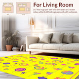 Ultra Soft Area Rug, Non Slip, Stain Resistant, Washable Area Rugs for Living Room, Bedroom, Enchanting Rainbow Smiley Arrangement(Yellow)