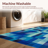 Ultra Soft Area Rug, Non Slip, Stain Resistant, Washable Area Rugs for Living Room, Bedroom, Blue Ribbon Knot Rug with Repeating Bow Shapes and Linear Details(Blue)