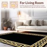 Ultra Soft Area Rug, Non Slip, Stain Resistant, Washable Area Rugs for Living Room, Bedroom, Regal Ogee Patterned Runner(Gold)