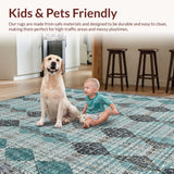 Ultra Soft Area Rug, Non Slip, Stain Resistant, Washable Area Rugs for Living Room, Bedroom, Modern Geometric Rug: Diamond & Stripe Fusion for a Stylish Hallway(Blue)