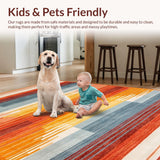 Ultra Soft Area Rug, Non Slip, Stain Resistant, Washable Area Rugs for Living Room, Bedroom, Contemporary Colorful Ogee Pattern(Orange)