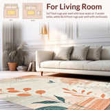 Ultra Soft Area Rug, Non Slip, Stain Resistant, Washable Area Rugs for Living Room, Bedroom, Rustic Low Pile Abstract Design(Beige)
