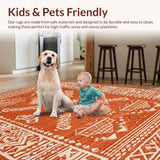 Ultra Soft Area Rug, Non Slip, Stain Resistant, Washable Area Rugs for Living Room, Bedroom, Stylish Minimalist Knot Design(Orange)