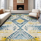 Ultra Soft Area Rug, Non Slip, Stain Resistant, Washable Area Rugs for Living Room, Bedroom, Vibrant Boho Tribal Motif(Yellow)