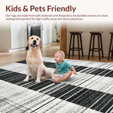 Ultra Soft Area Rug, Non Slip, Stain Resistant, Washable Area Rugs for Living Room, Bedroom, Bold Parallel Lines, Contemporary Stripe Aesthetic(Black)