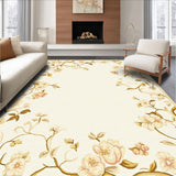 Ultra Soft Area Rug, Non Slip, Stain Resistant, Washable Area Rugs for Living Room, Bedroom, Elegant Low Pile with Gentle Floral Vine in Beige Hues(Beige)