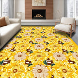Ultra Soft Area Rug, Non Slip, Stain Resistant, Washable Area Rugs for Living Room, Bedroom, Charming Eclectic Nature Design(Yellow)