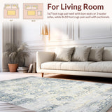 Ultra Soft Area Rug, Non Slip, Stain Resistant, Washable Area Rugs for Living Room, Bedroom, Rustic Two-Toned Botanical Style(Beige)