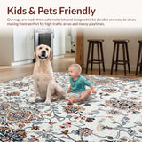 Ultra Soft Area Rug, Non Slip, Stain Resistant, Washable Area Rugs for Living Room, Bedroom, Rustic Earthy Toned Elegance(White)
