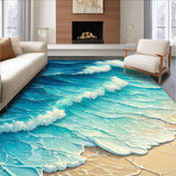 Ultra Soft Area Rug, Non Slip, Stain Resistant, Washable Area Rugs for Living Room, Bedroom, Beach-Themed Nautical Kitchen Stain-Resistant Carpet(Blue)